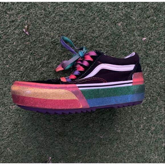 Vans Old Skool Stacked Glitter Colorful Sneaker Gym Shoes M 6.5 W 8 - Picture 2 of 10